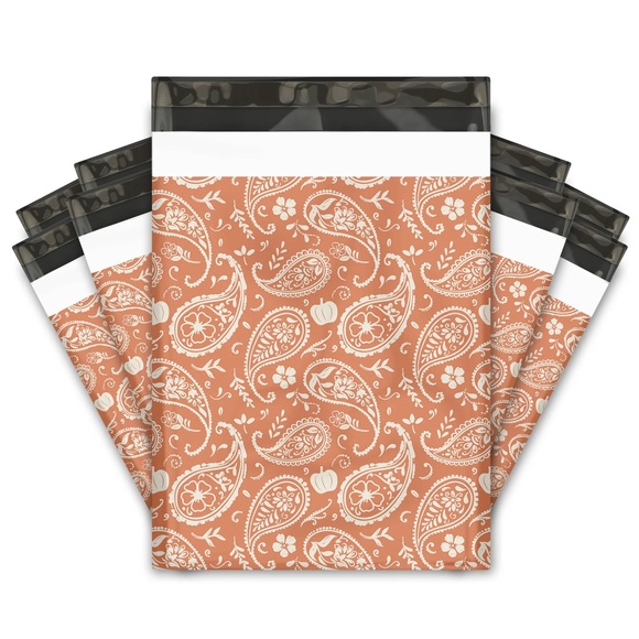 Orange Pumpkin Paisley Poly Mailer’s 10x13 Pack of 25 - Picture 1 of 8